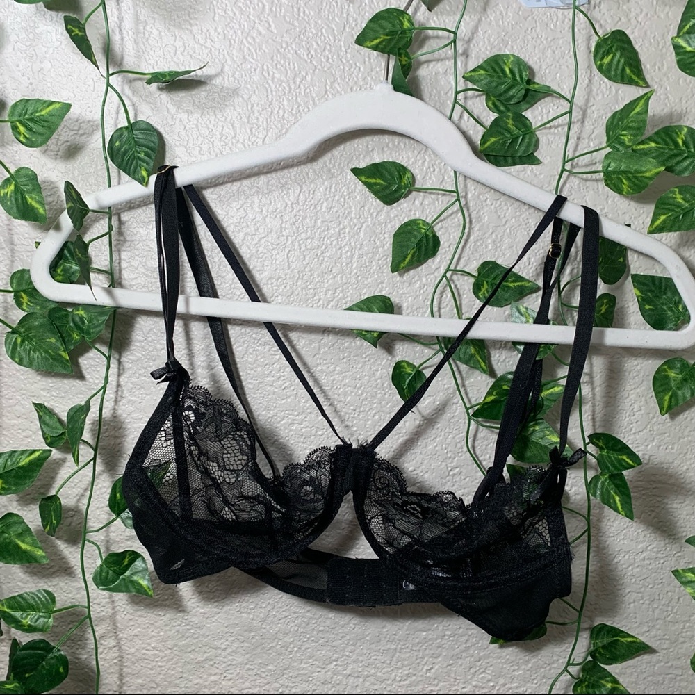 René Rofé Lingerie - Demi Coverage Balconette Lace Black Bra